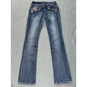 Grace in LA Women's Embroidered Embellished Bootcut Stretch Jeans Size 26
